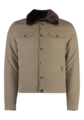 Moorer padded corduroy collar jacket - Brown