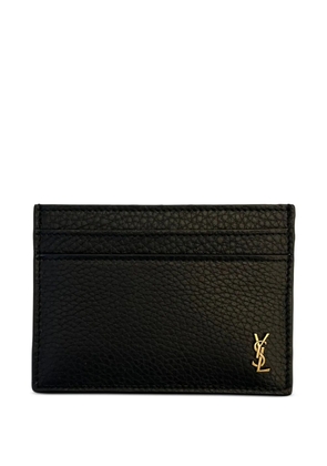 Saint Laurent logo-plaque leather card holder - Black
