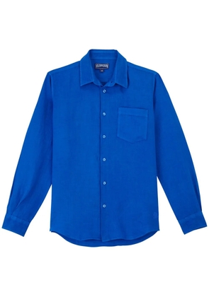 Vilebrequin logo-embroidered linen shirt - Black