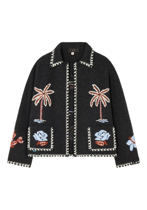 Alanui Remember Me embroidered palm-tree jacket - Grey