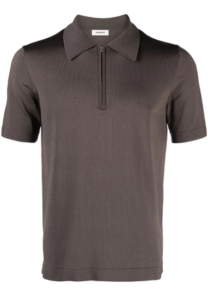 SANDRO zip-up knit polo shirt - Brown
