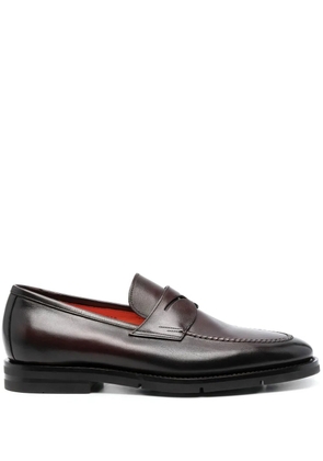 Santoni almond-toe leather penny loafers - Red