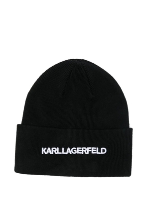 Karl Lagerfeld logo-embroidered beanie - Black