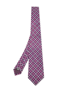 BOSS pre-owned checked silk tie - Purple