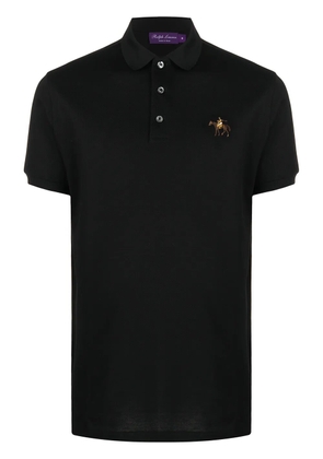 Ralph Lauren Purple Label logo embroidered polo shirt - Black