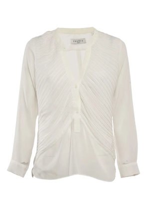 SANDRO V-neck pleated blouse - White