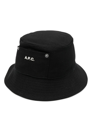 A.P.C. logo-embroidered cotton bucket hat - Black