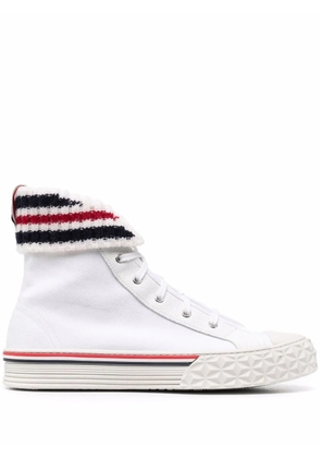 Thom Browne tartan-sole RWB stripe sneakers - White