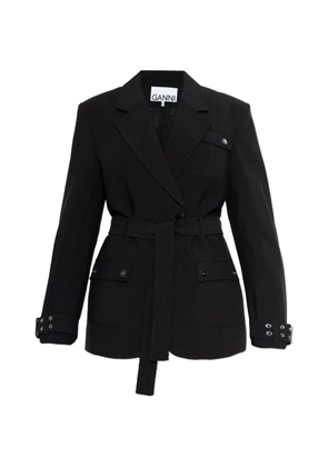 GANNI notched-lapel belted jacket - Black