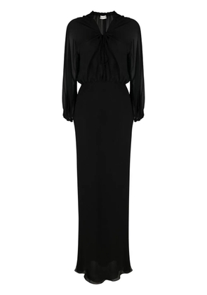 Saint Laurent sheer-panelled silk maxi dress - Black