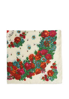 Moschino floral-print silk scarf - Neutrals