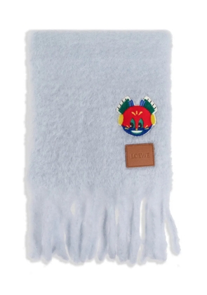LOEWE x Louis Wain appliqué fringed scarf - Blue