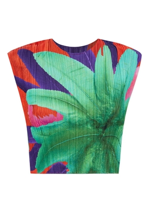 Pleats Please Issey Miyake pleated floral-print top - Green