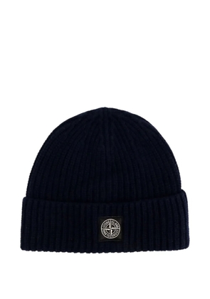 Stone Island logo-patch beanie - Blue
