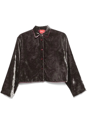 Merci crushed-velvet shirt - Grey