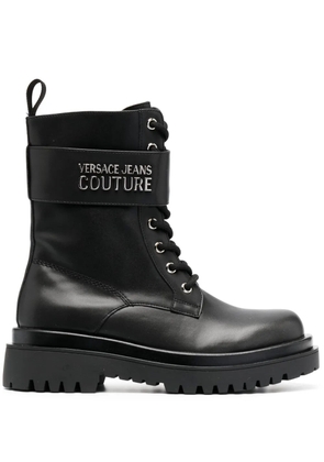 Versace Jeans Couture logo-plaque lace-up boots - Black