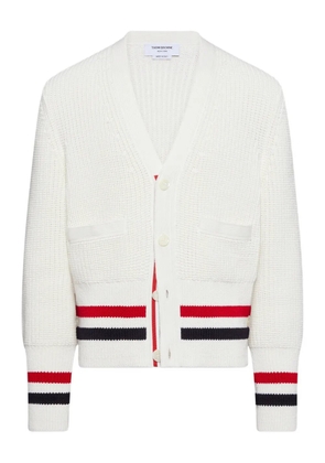 Thom Browne button-fastening striped-detailing cardigan - White