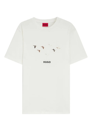 HUGO bird-embroidered cotton T-shirt - White