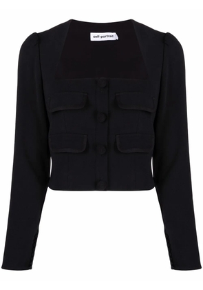 Self-Portrait square-neck crepe top - Black