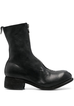 Guidi front-zip leather boots - Black
