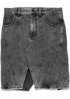 Mugler spiral denim skirt - Grey