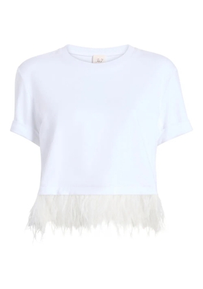 Cinq A Sept short-sleeve feather tee - White