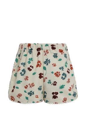 Kristina Ti floral-pattern cotton shorts - Neutrals