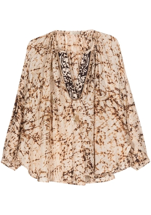 Mes Demoiselles abstract-print silk blouse - Neutrals
