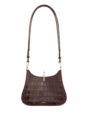 Rabanne ring embossed leather shoulder bag - Brown