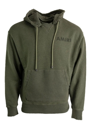 AMIRI logo-detail frayed-hem hoodie - Green
