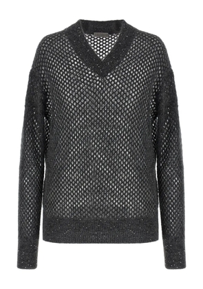 Brunello Cucinelli sequin-embellished net sweater - Grey