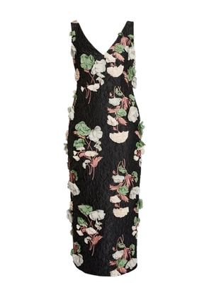 ERDEM floral-detail embroidered midi dress - Black