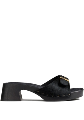 KHAITE Britt Clog haircalf buckle mules - Black
