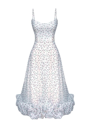 POST MERIDIEM floral-print flounce buster midi dress - White