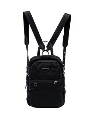 Prada Pre-Owned 2021-2025 Saffiano Trimmed Impuntu Tessuto backpack - Black
