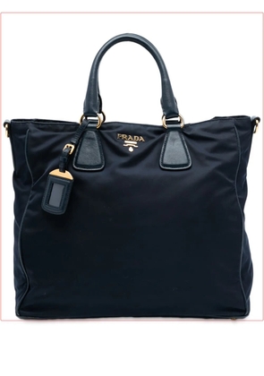 Prada Pre-Owned 2000-2025 Saffiano Trimmed Tessuto satchel - Blue