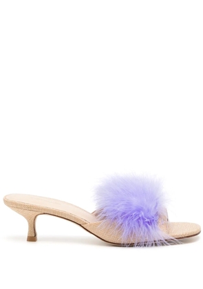 Larroude 60mm feather-detailing sandals - Neutrals