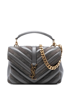Saint Laurent Pre-Owned 2017 Medium Calfskin and Suede Chevron Monogram College satchel - Grey