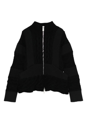 sacai cable-knit zip-front cardigan - Black