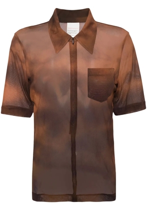 Stockholm Surfboard Club abstract-pattern print zip-up blouse - Brown