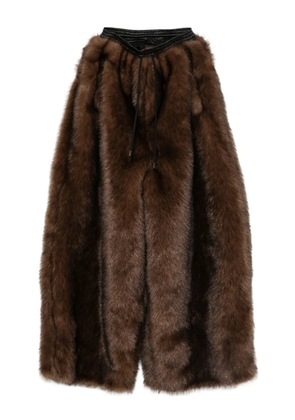 LỰU ĐẠN Bontan faux-fur drawstring trousers - Brown