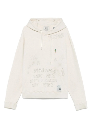 Maison MIHARA YASUHIRO distressed graffiti-print hoodie - Neutrals