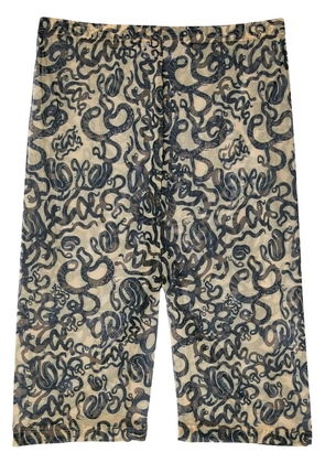 Melitta Baumeister snake-tattoo biker leggings - Neutrals