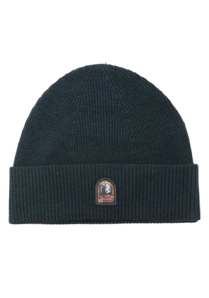 Parajumpers logo-patch ribbed-knit beanie - Blue