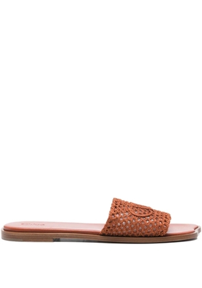 Chloé crochet logo sandals - Brown
