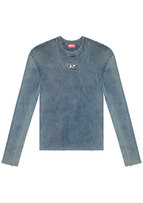 Diesel appliqué-logo ribbed top - Blue