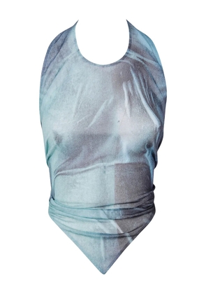 Jean Paul Gaultier tie-back abstract print top - Blue