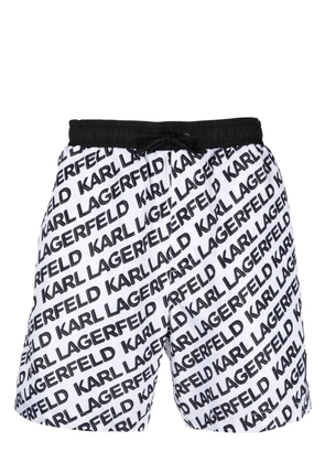 Karl Lagerfeld Diagonal logo-print swim shorts - White