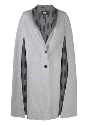Karl Lagerfeld intarsia knit logo reversible cape - Grey