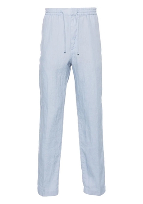 Canali mid-rise tapered linen trousers - Blue